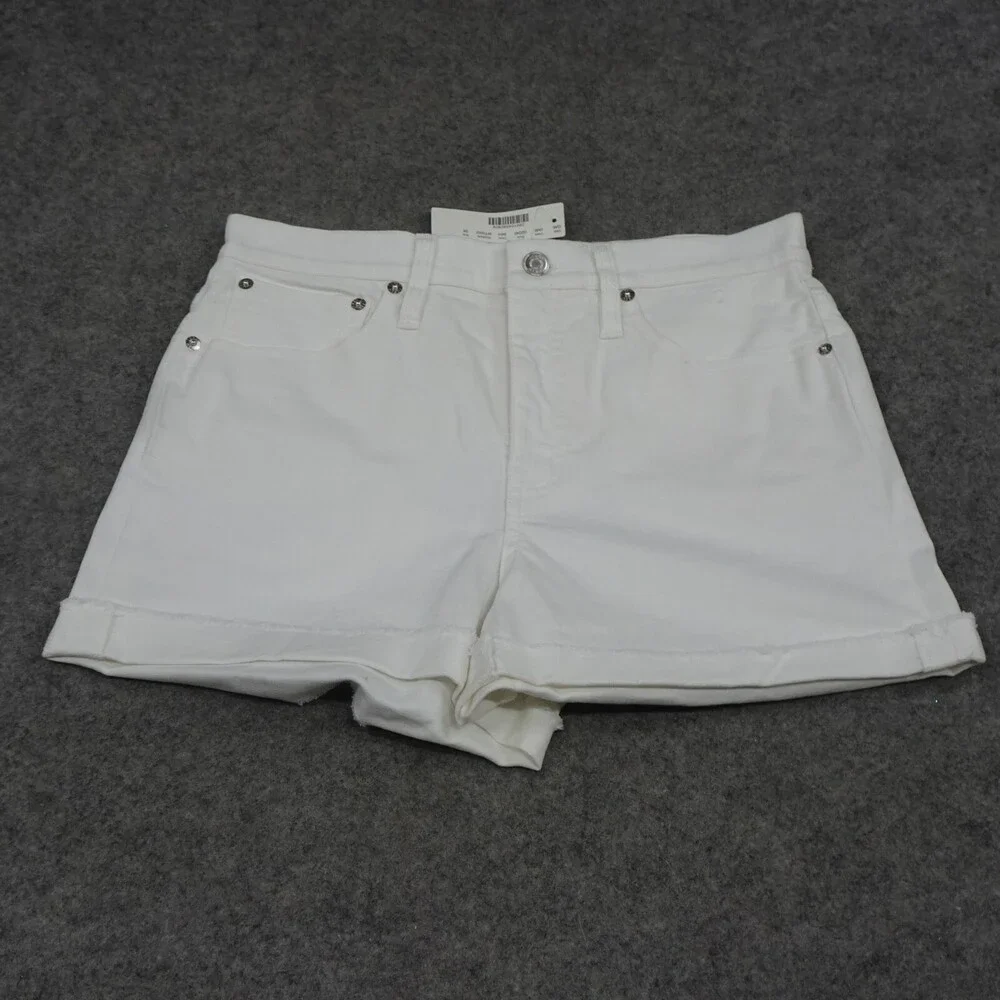 J Crew Jean Shorts Womens 28 White Denim Cut Off Cuffed Hot Pants Casual Beach